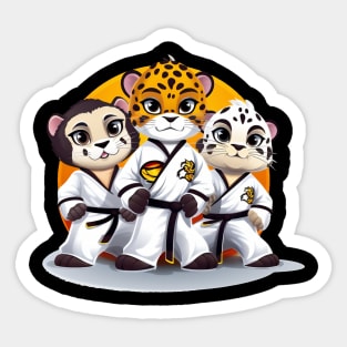 three little feline martial artists Sticker